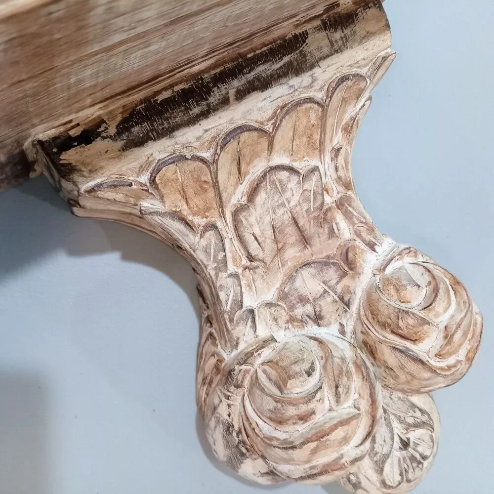 Vintage Baroque Corbel Floating Wall Shelf distressed Wood French Country 11x7